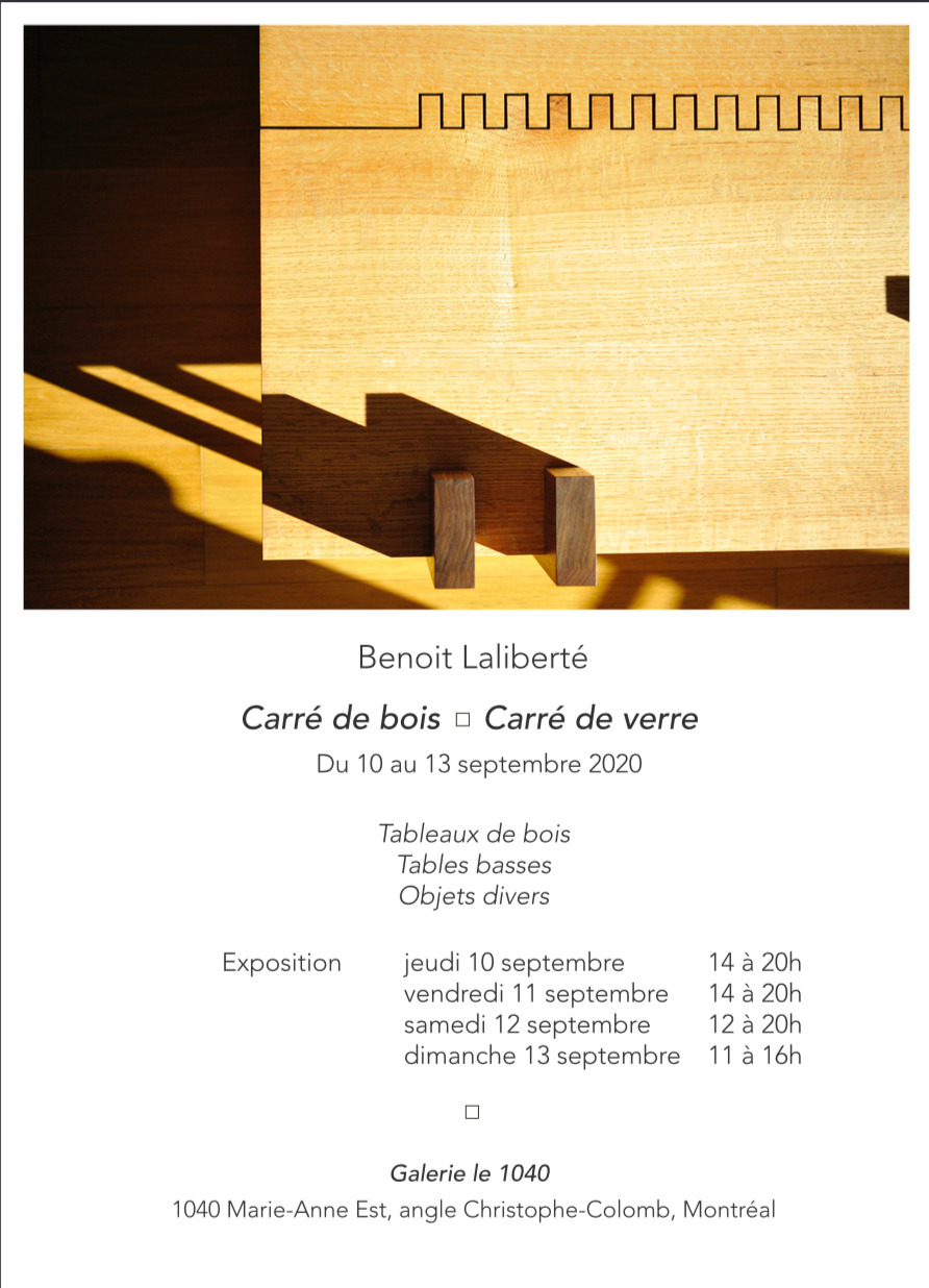 Carré de bois Carré de verre du 10 au 13 septembre 2020